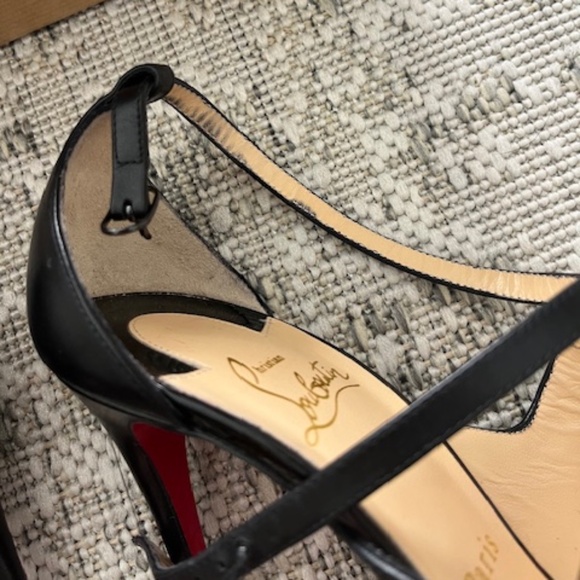 Christian Louboutin Crissos Black Patent and Nappa Leather 100mm Stiletto Heels - Picture 9 of 10